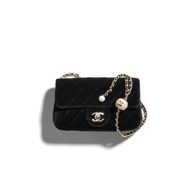 CHANEL MINI FLAP BAG VELVET, DIAMANTÉ & GOLD-TONE METAL BLACK AS1787 (20*13*7cm) CHANEL MINI FLAP BAG VELVET, DIAMANTÉ & GOLD-TONE METAL BLACK AS1787 (20*13*7cm)